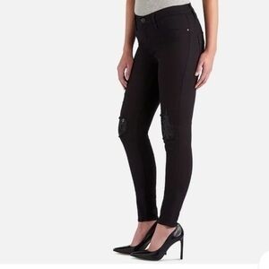 Rock & Republic  Kashmiere distress jeans with black sequin knee holes patches